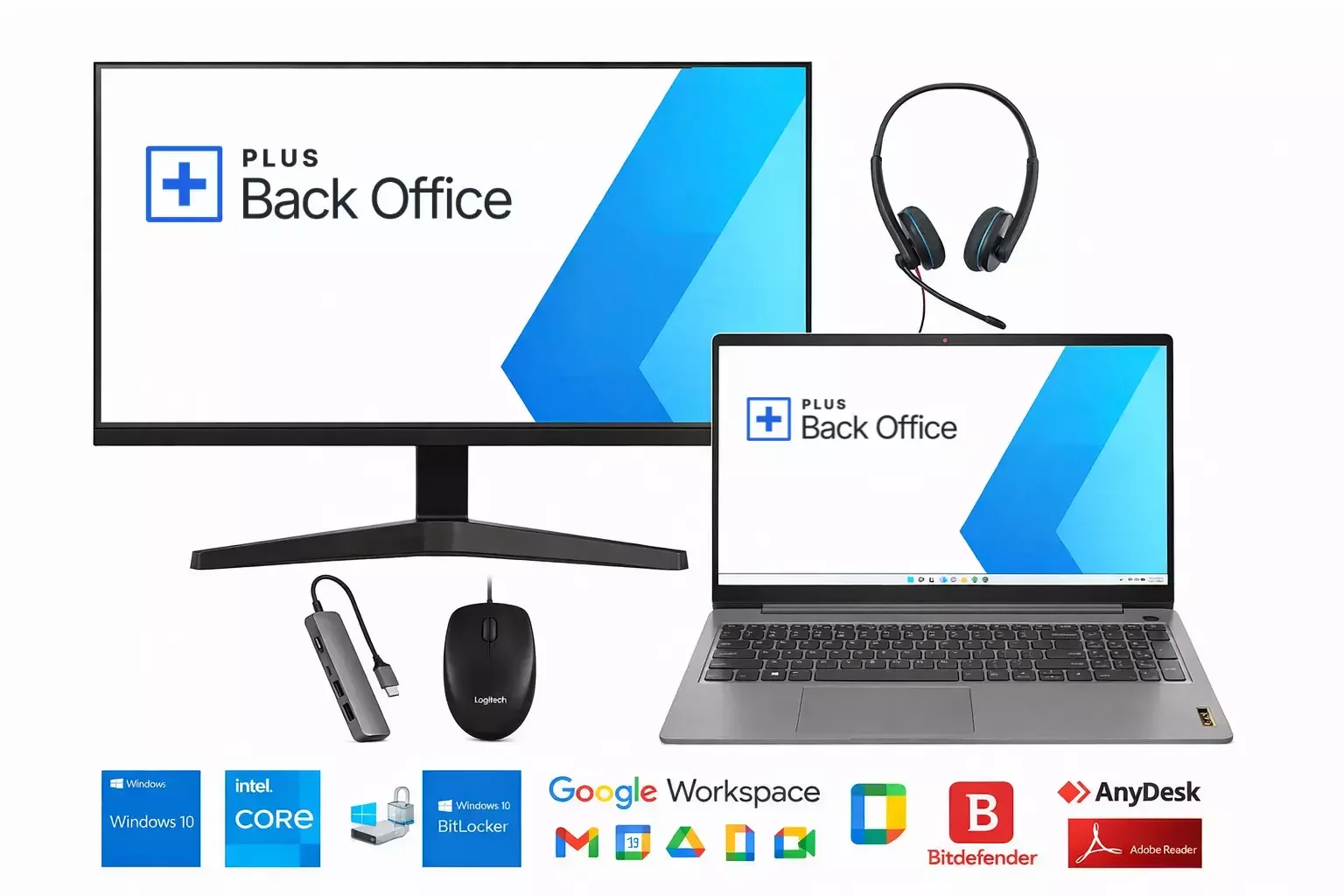 Company-managed desktop setup used by offshore staff in Cebu office